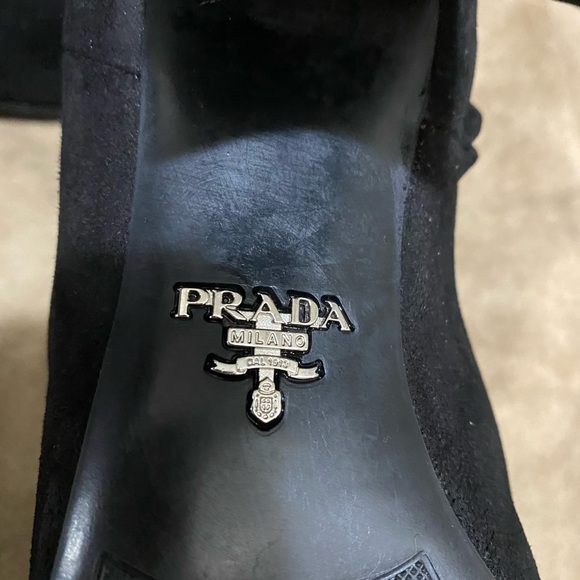 Prada Milano Ankle Boots Women Suede Black made in Italy size 7 - Picture 4 of 13